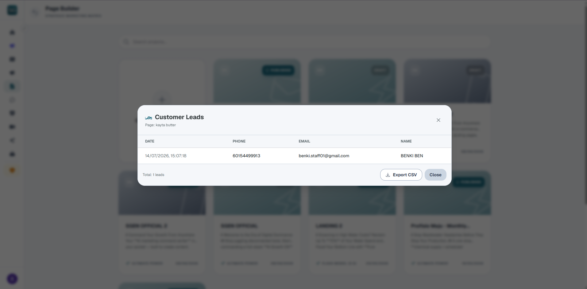 CRM Form Lead Export Panel
